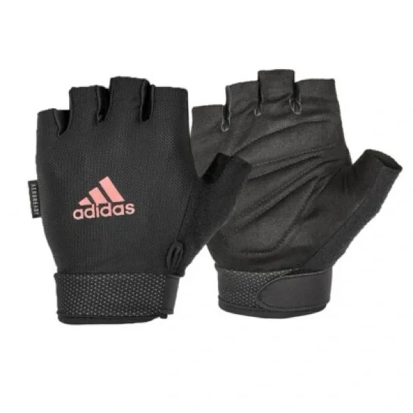 NWT Adidas Aeroready Adjustable Essential Gloves Black & Pink Training Gloves - Picture 4 of 12